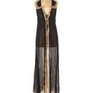 Fleur Wood Black Sleeveless Duster Size S